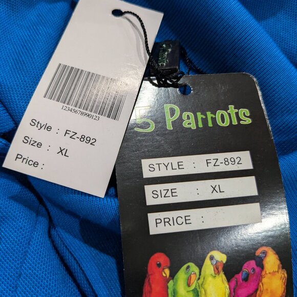 5 Parrots Men's Blue Polo Shirt, Size XL, St. Maarten Flag, Embroidered, NWT - Picture 11 of 13